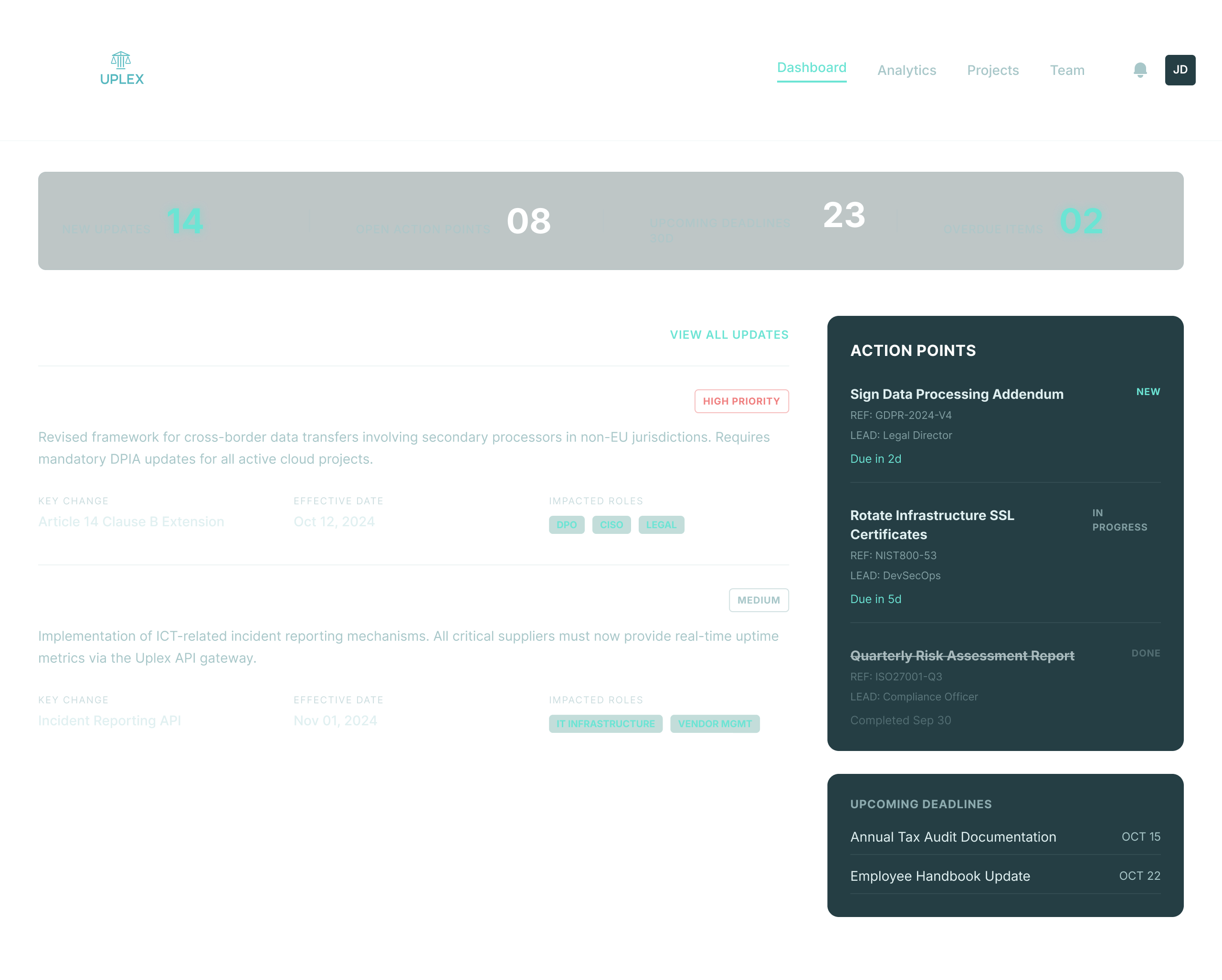 Uplex dashboard preview